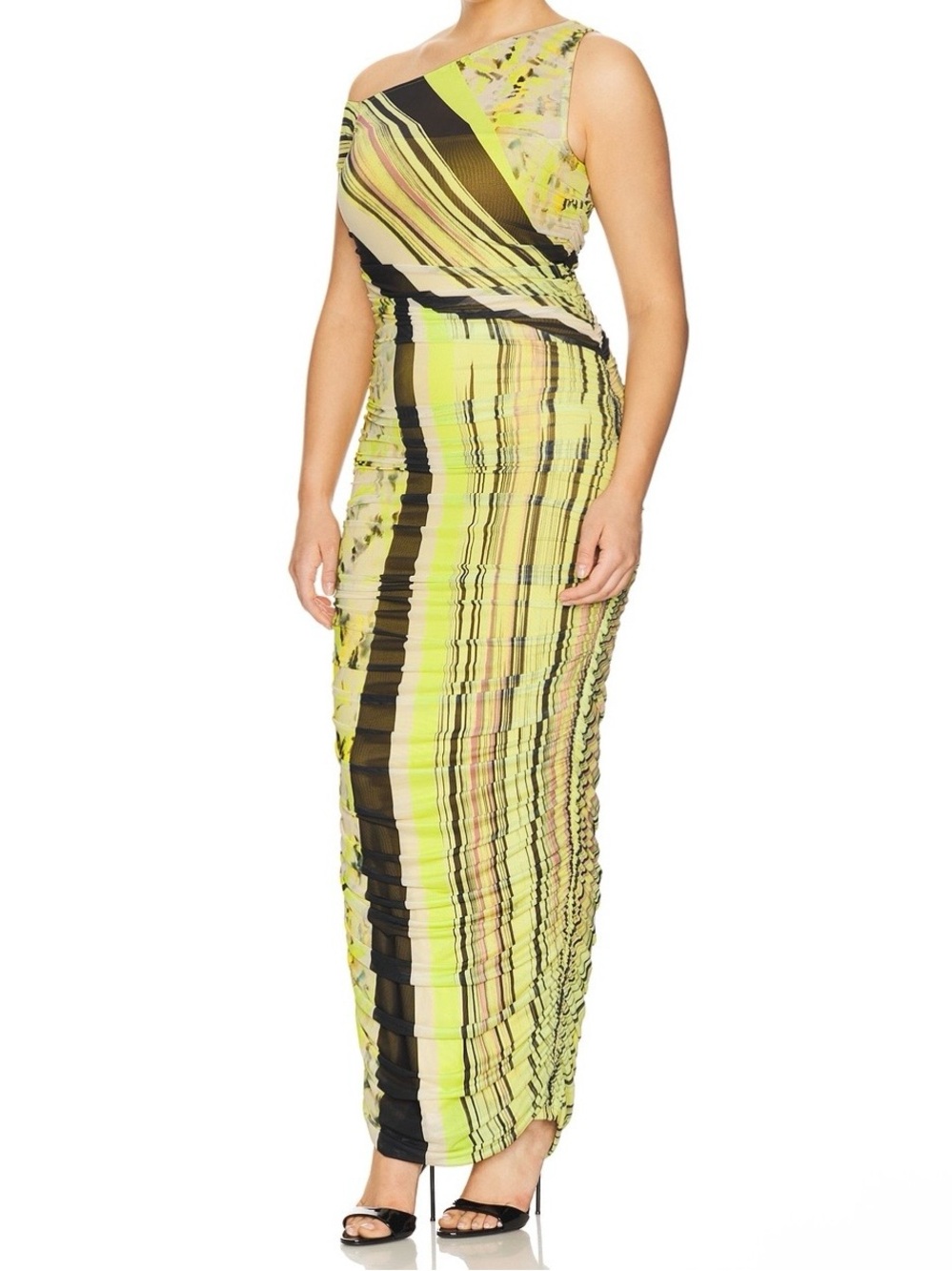 AFRM Lime Green and Black Striped Maxi Dress - Picture 4 of 8